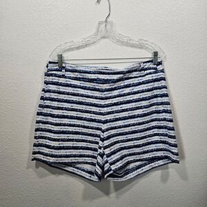 Spanx Sunshine Navy Blue and White Striped Shorts Size XL